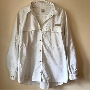 Columbia White PFG Long Sleeve Shirt